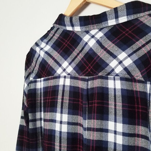 Rails Hunter Plaid Button Down Flannel Shirt L Navy Magenta White Soft Cozy $178 - Picture 15 of 16